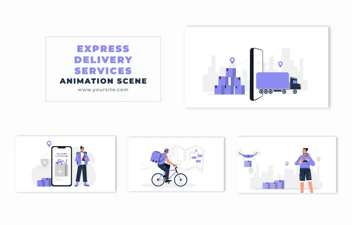 Express Delivery Service Concept Animated Character Design Scene